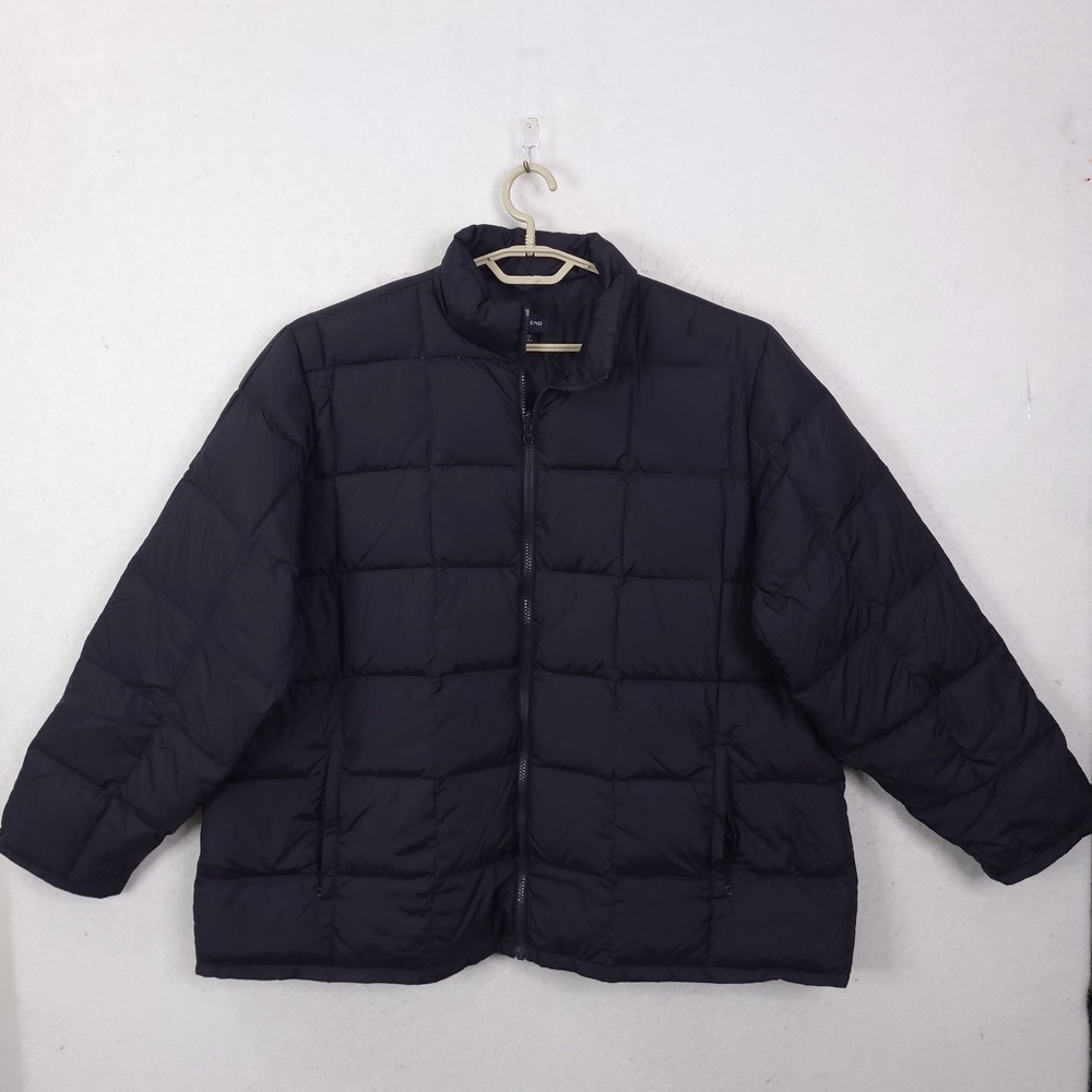 Lands' End Puffer Jacket Women 3X 24W-26W Navy Blue Goose Down Fill Quilted Coat